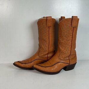 1960s Nocona “The Astro” Cowboy Boots 9 D Ostrich Grain on Buffalo Calf
